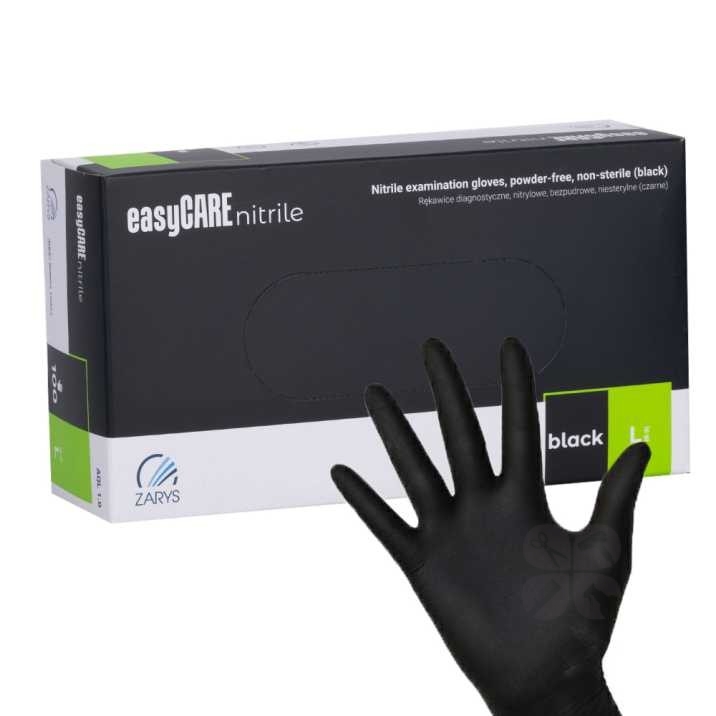 easyCARE перчатки нитриловые неопудренные черные 4 гр L, 100 шт