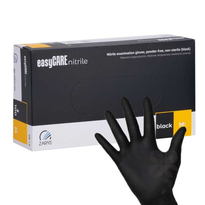 easyCARE перчатки нитриловые неопудренные черные 4 гр M, 100 шт