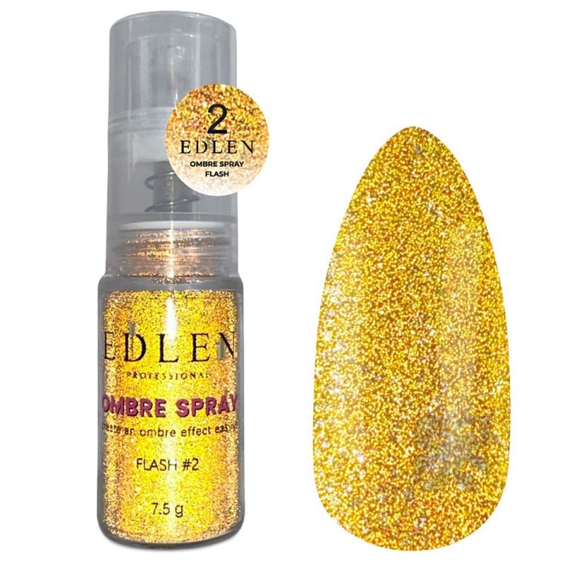 Edlen Ombre Spray Color Flash Спрей для эффекта омбре светоотражающий №02 Золото, 7,5 гр
