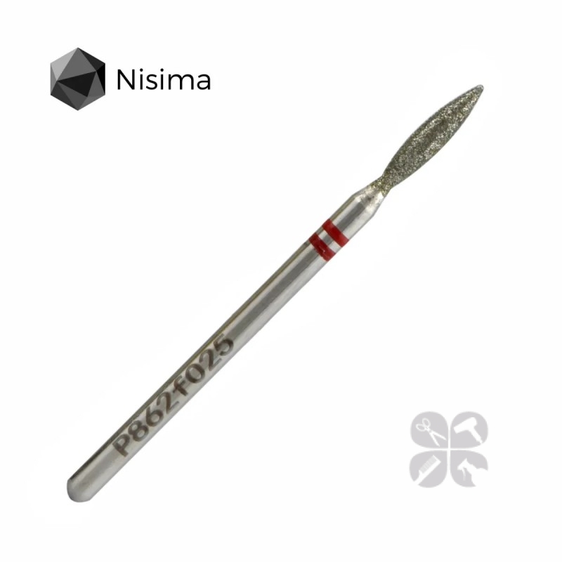 Nisima Насадка для фрезера алмазная красная пламя 2,5 мм P862f025