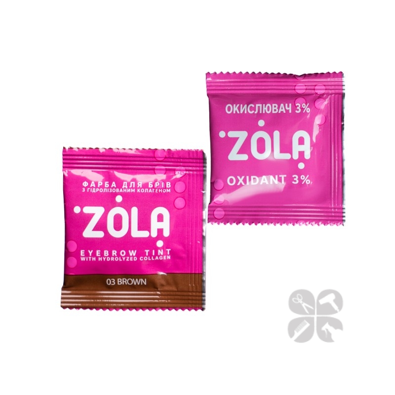 ZOLA Eyebrow Tint краска для бровей с коллагеном №03 Brown САШЕ + окислитель, 5 мл
