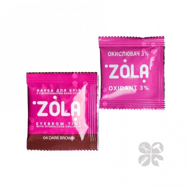 ZOLA Eyebrow Tint краска для бровей с коллагеном №04 Dark Brown САШЕ + окислитель, 5 мл