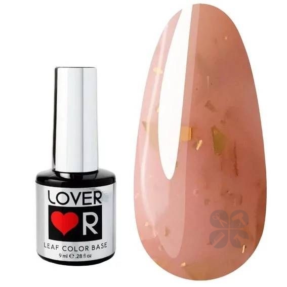 Lover Leaf Cover Base Камуфлирующая база бежевая с золотой поталью №L002, 9 мл
