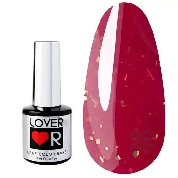 Lover Leaf Cover Base Камуфлирующая база розовая с золотой поталью №L006, 9 мл