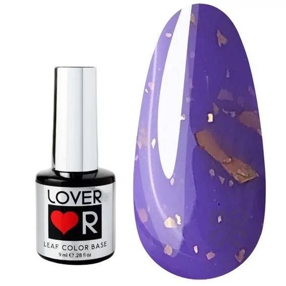 Lover Leaf Cover Base Камуфлирующая база фиолетовая с золотой поталью №L007, 9 мл