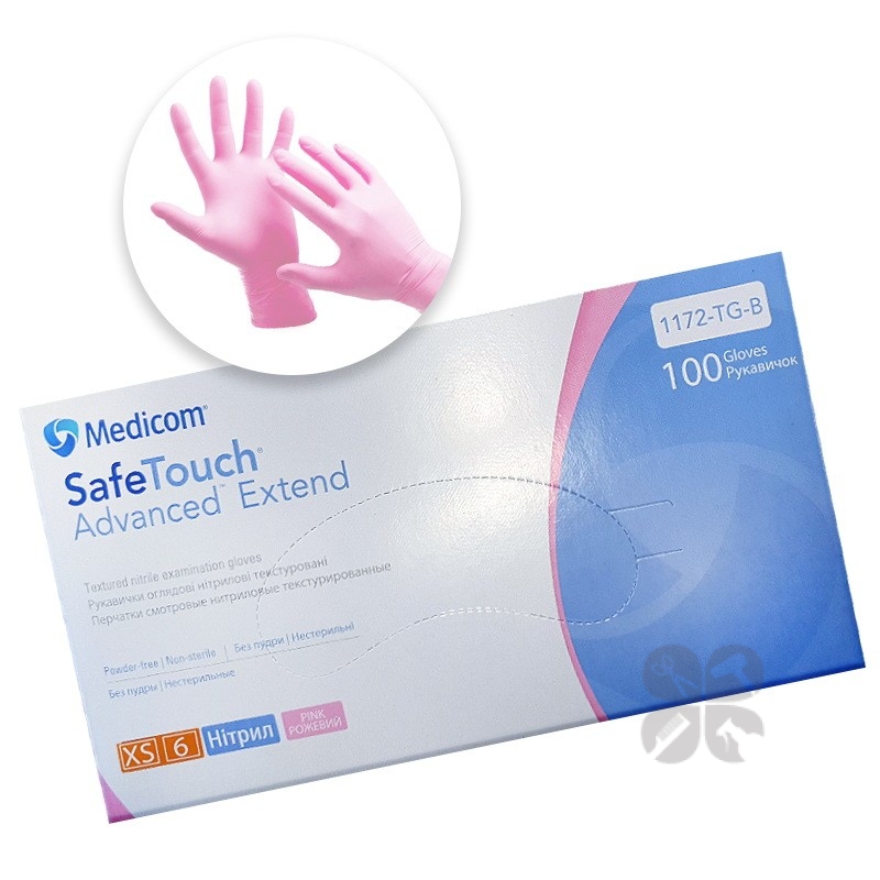 Medicom перчатки нитриловые неопудренные розовые 3,8 гр XS, 100 шт