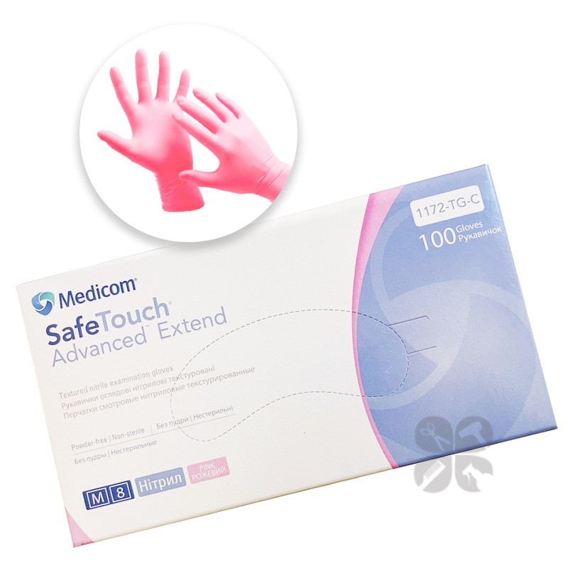 Medicom перчатки нитриловые неопудренные розовые 3,8 гр M, 100 шт
