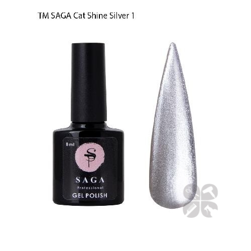 Saga Professional гель-лак Cat Shine Кошачий глаз №01 Silver, 8 мл