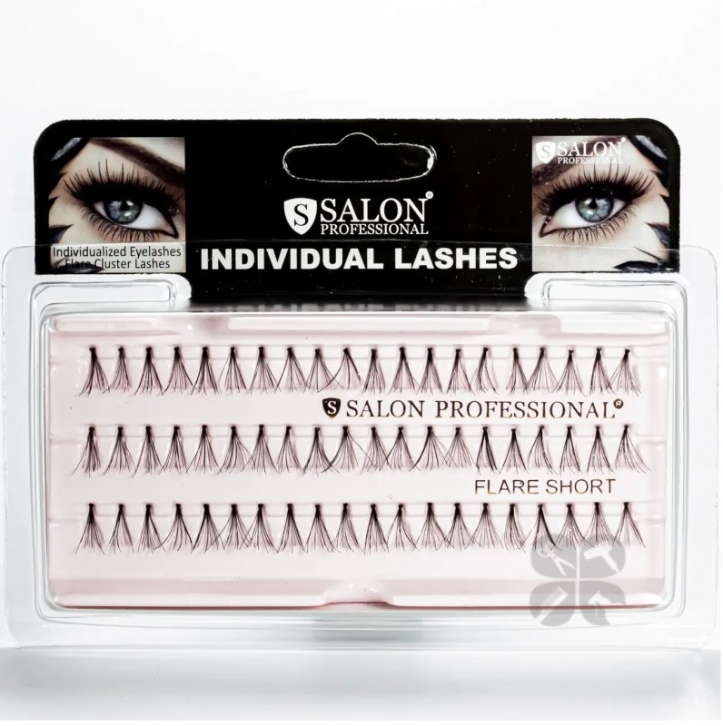 Salon Professional Individual lashes flare SHORT black Ресницы в пучках черные 10 мм