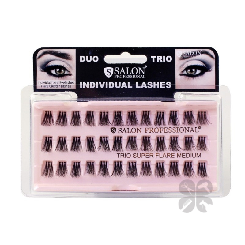 Salon Professional TRIO flare Super MEDIUM black Ресницы в пучках тройные черные 12 мм