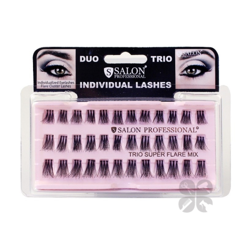 Salon Professional TRIO flare Super MIX black Ресницы в пучках тройные микс размеров черные