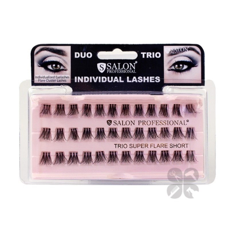 Salon Professional TRIO flare Super SHORT black Ресницы в пучках тройные черные 10 мм